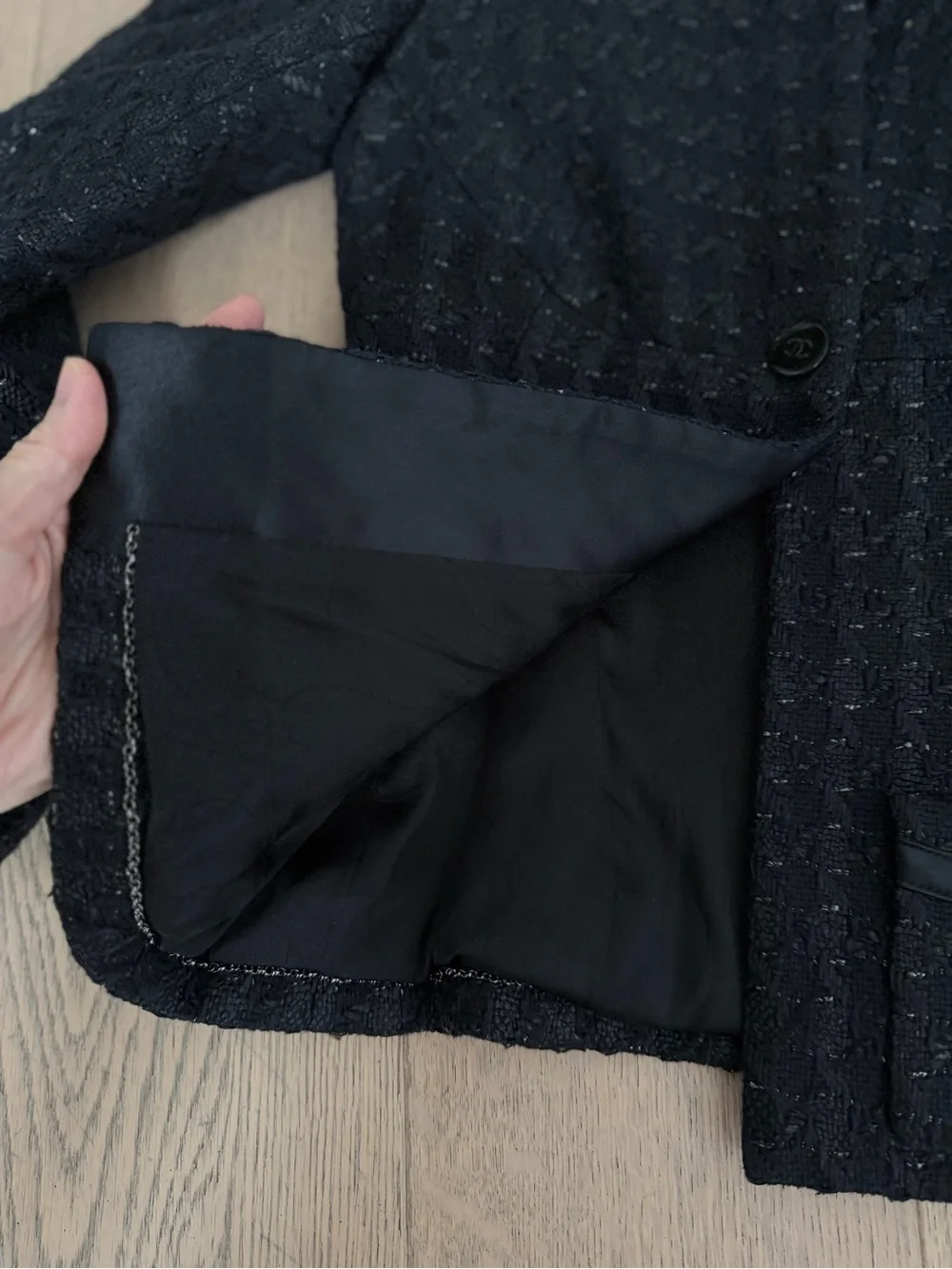 CHANEL Black Tweed Single-Button Suit Jacket